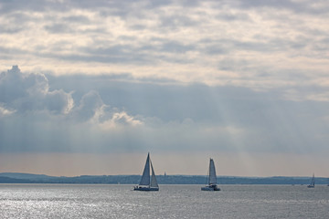 Yachts sailing in the Solent