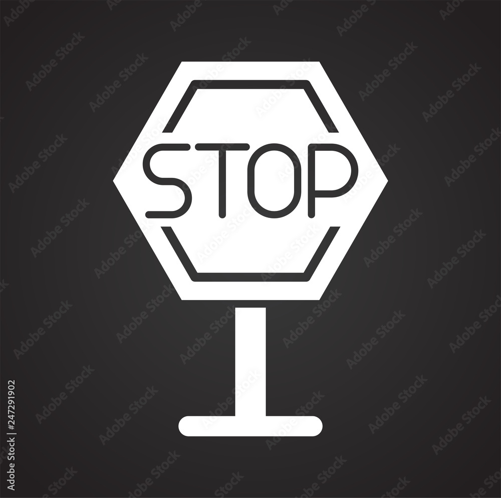 Poster navigation stop sign icon on black background for graphic and web design, modern simple vector sign.