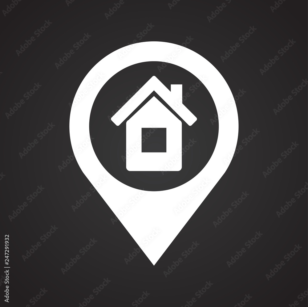 Poster checkpoint home icon on black background for graphic and web design, modern simple vector sign. inte