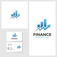 Finance business logo template with business card design mockup