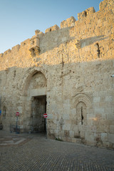 Zion gate, part of the walls of the old city, in Jerusalem