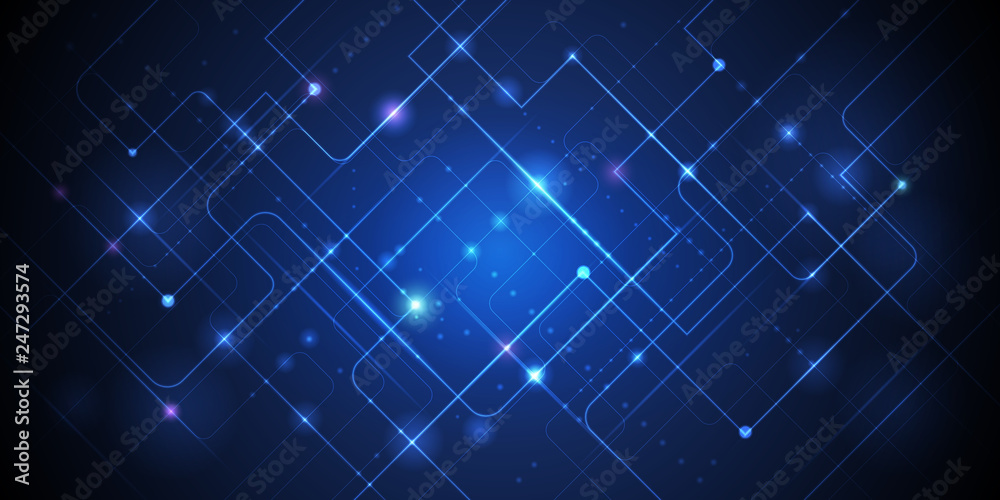 Leinwandbilder vector illustration technology with line pattern over dark blue background. modern hi-tech digital t