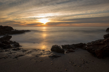 The coast at dawn in long exposure, Oropesa