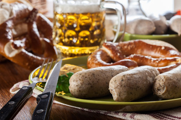 Bavarian breakfast with white sausage