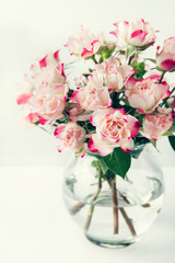 Bouquet of beautiful white pink roses