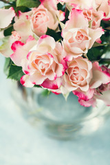 Bouquet of beautiful white pink roses