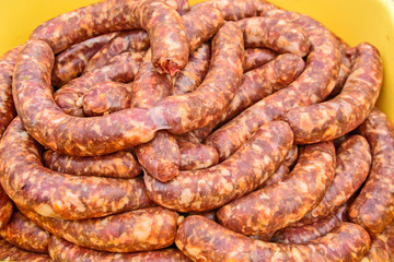 Fototapeta premium Freshly produced sausages