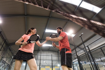 paddle tennis player fair play handshake