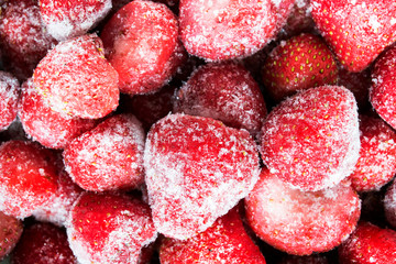 Frozen strawberries closeup