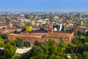 Fototapeta na wymiar Sforza Castle in Milan Italy