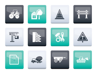 Construction and building Icons over color background - vector icon set