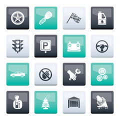 Car and transportation icons over color background - vector icon set