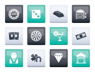 casino and gambling icons over color background - vector icon set