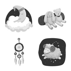 Isolated object of dreams and night sign. Collection of dreams and bedroom stock symbol for web.