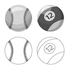Vector design of sport and ball icon. Set of sport and athletic stock symbol for web.