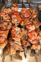 Traditional Russian shashlik. Top view