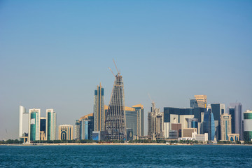 Fototapeta na wymiar Cityscape of Doha downtown West Bay
