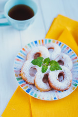 Homemade donuts with icing sugar