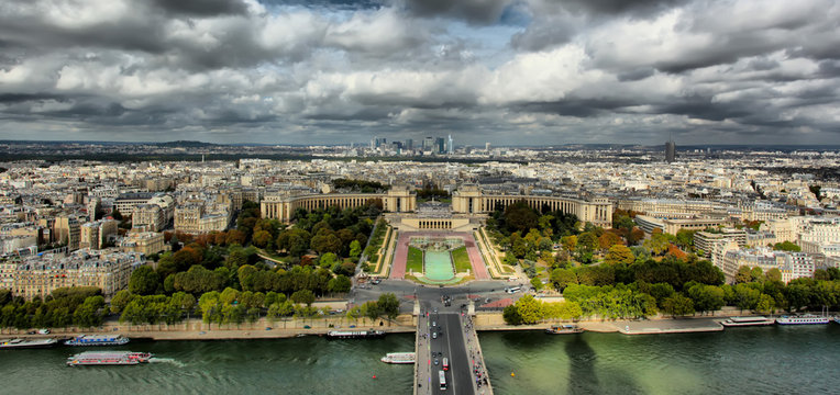 Aerial view of Paris from the Eiffel Tower. Paris, France. - Image HDR photo that shows the whole city.