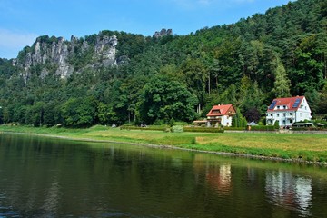 Fototapeta na wymiar Germany-view of the rocks near town Rathen