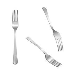 Set of realistic metal forks