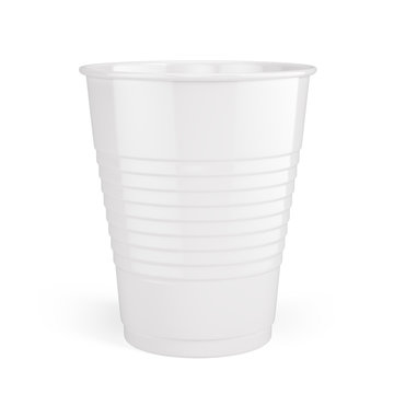 White disposable cups - plastic cup isolated on white. 3d rendering