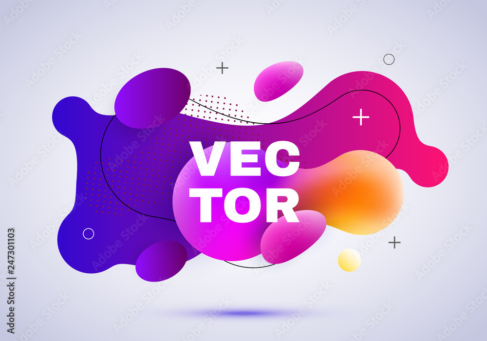 Poster Modern 3d abstract gradient shapes composition. Dynamic Fluid design banner for poster. Abstract vector background.