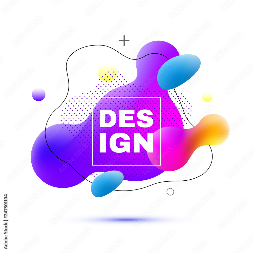 Poster Modern 3d abstract gradient shapes composition. Dynamic Fluid design banner for poster. Abstract vector background.