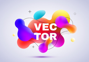 Modern 3d abstract gradient shapes composition. Dynamic Fluid design banner for poster. Abstract vector background.