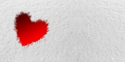Red Heart in front of Snow Background