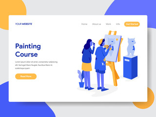 Obraz na płótnie Canvas Landing page template of Painting course Illustration Concept. Modern flat design concept of web page design for website and mobile website.Vector illustration