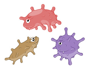 Cartoon characters microbes