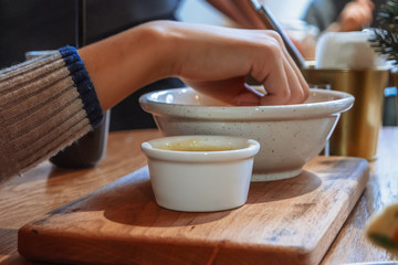 Boys hand eating potato chips