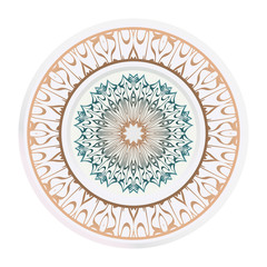 Decorative round plate with mandala from floral elements. Vector illustration. Home decor, interior design. matching decorative plates for interior design