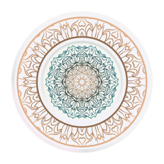 modern plate for interior design, circle medalion, colorful kitchen, vector illustration