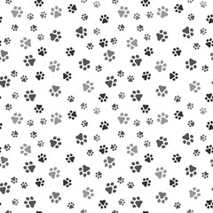 Dog Paw seamless pattern vector footprint kitten puppy tile background repeat wallpaper cartoon isolated illustration white - Vector