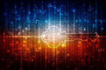 2d illustration digital abstract technology digital future cyber security key