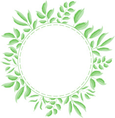 Fototapeta na wymiar Green leaves frame design. Design for logo, greeting card, wedding invitation. Vector illustration