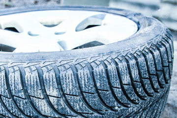 Car tires and wheels with wheels for auto background