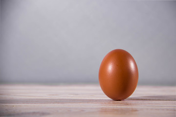 One brown chicken egg on a light background © Iryna