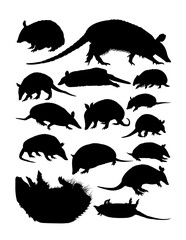 Armadillos animal silhouettes. Good use for symbol, logo, web icon, mascot, sign, or any design you want.
