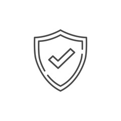 Check mark line vector icon. Accepted or Approve sign. Tick shield symbol. Quality design flat app element. Vector illustration on white background.