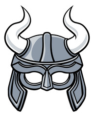 An illustration of a Viking warrior or gladiator horned helmet 