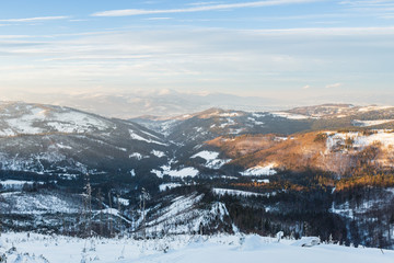 Fototapeta premium Winter skitour trekking Beskidy mountains
