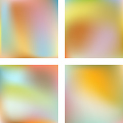 Fototapeta premium Set with colorful abstract blurred backgrounds. Vector illustration. Modern geometrical backdrop. Abstract template. Yellow, orange, white, blue colors.