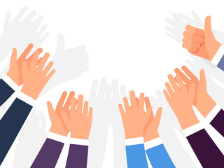 Ovations, applause and congratulations on success vector template. Illustration of crowd hands clap, appreciation gesture