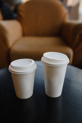 cup of coffee on the table in the morning