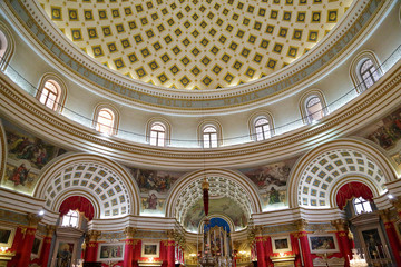 Interior of the Church of the Assumption of Our Lady, commonly known as the Rotunda of Mosta, Malta