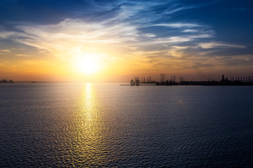 Sunset sky over sea in UAE
