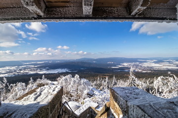 View from the lookout tower of the Koesseine hill in the Fichtel mountains